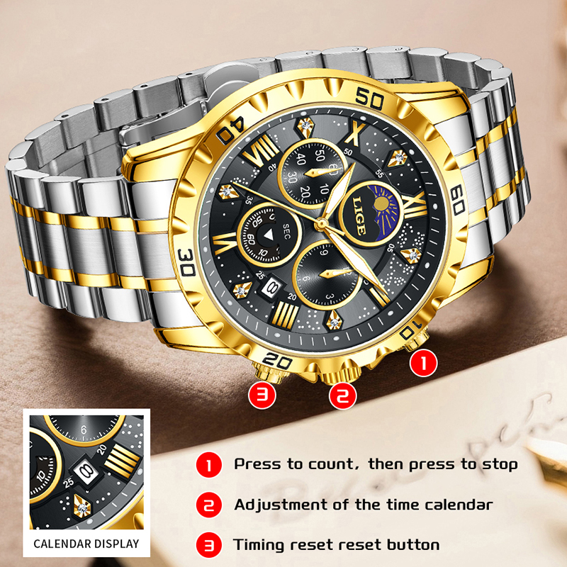 LIGE Top Brand Luxury Quartz M - Luxury Watch Brand ulasan dan harga