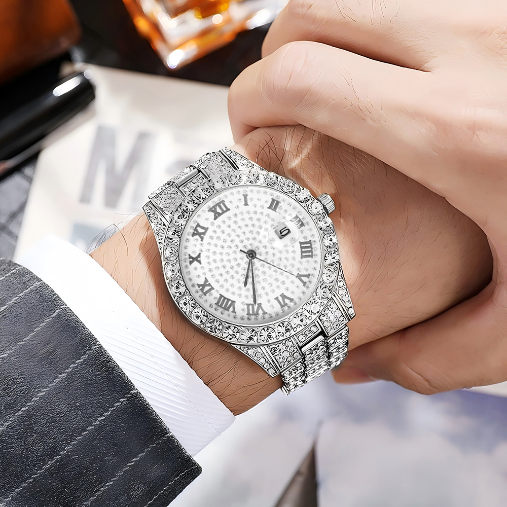 1 Hip-hop Full Diamond Silver  - Luxury Watch Wallpaper ulasan dan harga