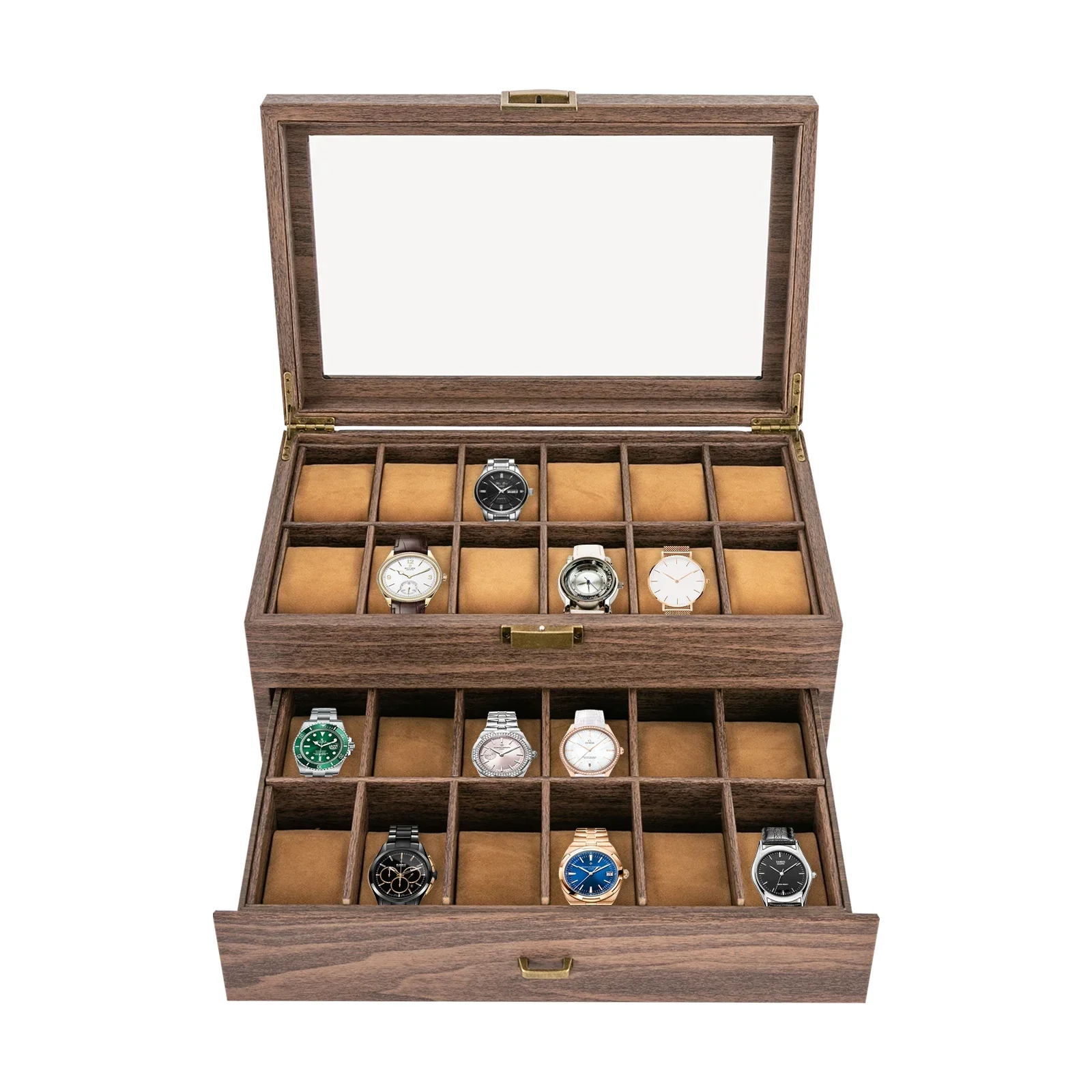 Luxury 2-Tier Wooden Watch Dis - Luxury Watch Tier ulasan dan harga