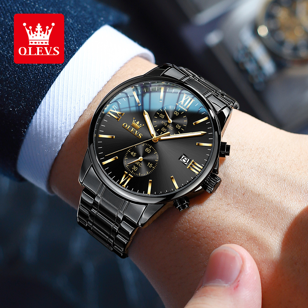 OLEVS 2886 Classic Black Quart - Luxury Watch Affordable ulasan dan harga