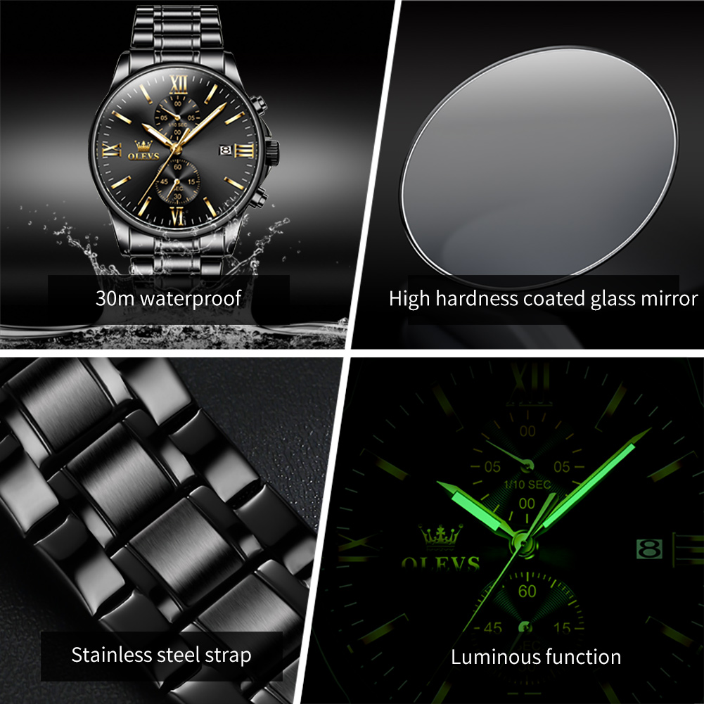OLEVS 2886 Classic Black Quart - Luxury Watch Affordable ulasan dan harga