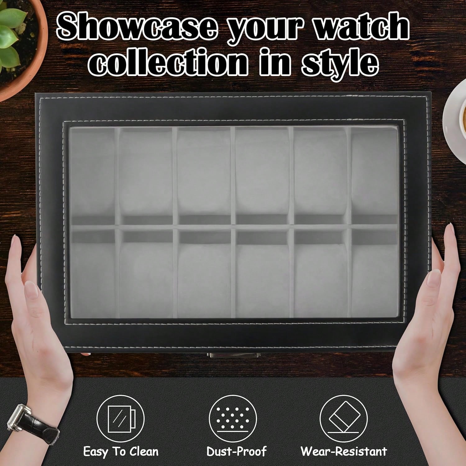 Luxury 12-Slot 2-Tier PU Leath - Luxury Watch Tier ulasan dan harga